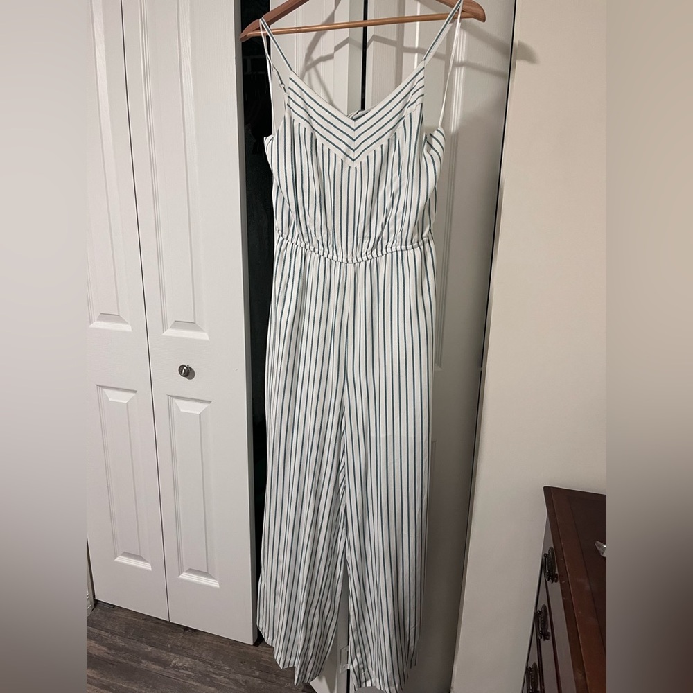 Skies Are Blue Green & White Jumpsuit